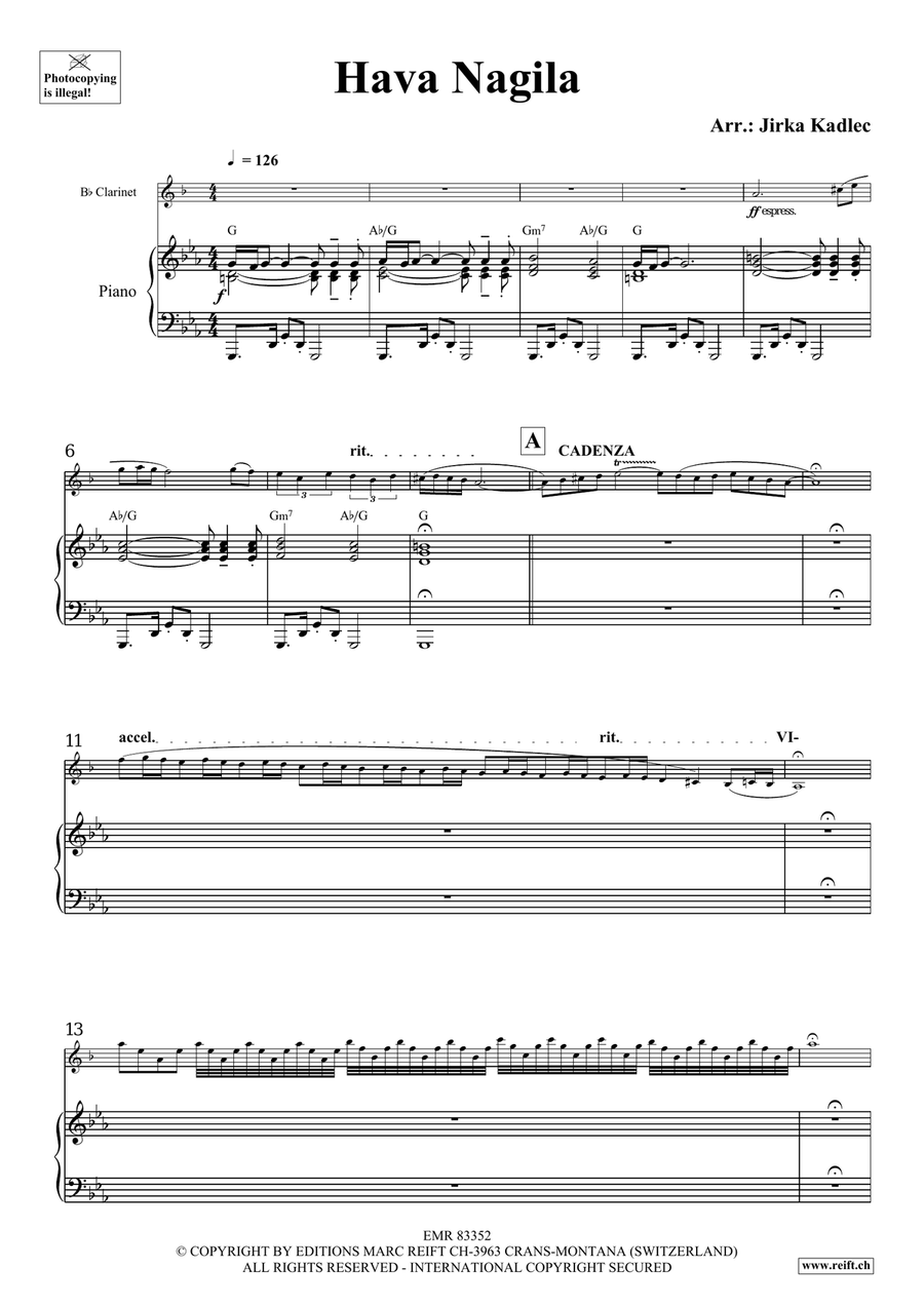 Hava Nagila by Jirka Kadlec Clarinet Solo - Sheet Music page 4