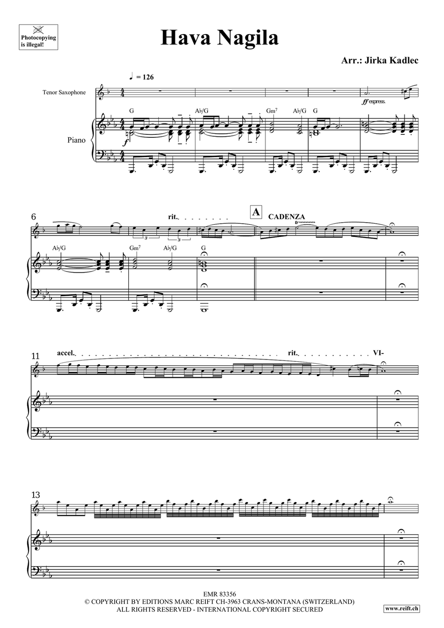 Hava Nagila by Jirka Kadlec Tenor Saxophone - Sheet Music page 4