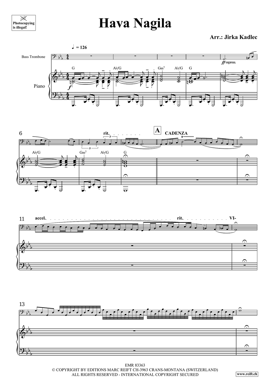 Hava Nagila by Jirka Kadlec Bass Trombone - Sheet Music page 4