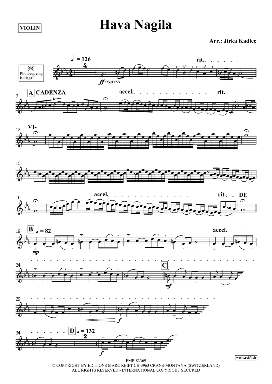 Hava Nagila Hava Nagila Violin Solo scores gallery preview page 3