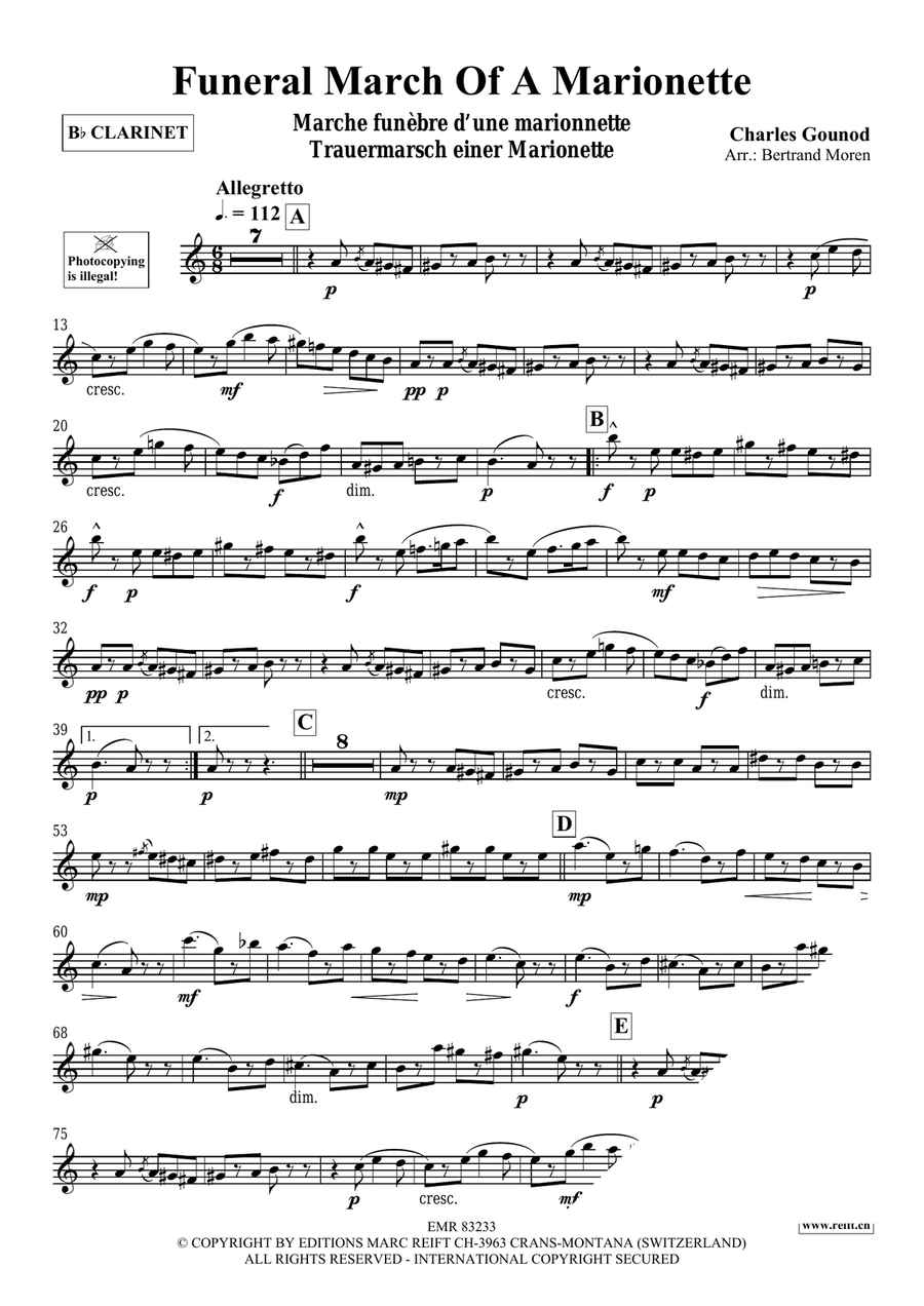 Funeral March Of A Marionette Clarinet Solo scores gallery preview page 3