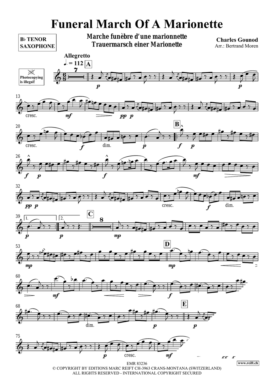 Funeral March Of A Marionette Tenor Saxophone scores gallery preview page 3