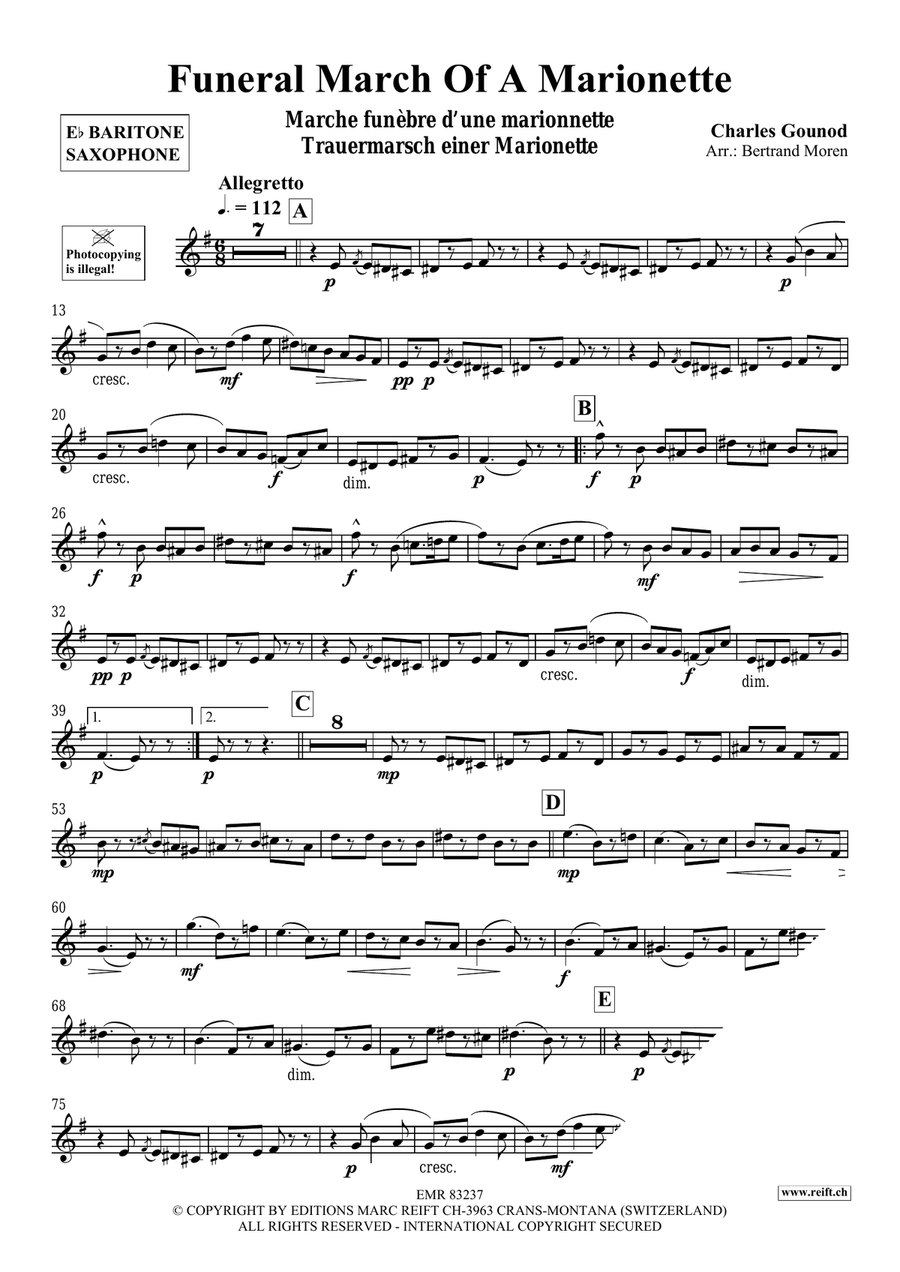 Funeral March Of A Marionette Baritone Saxophone scores gallery preview page 3