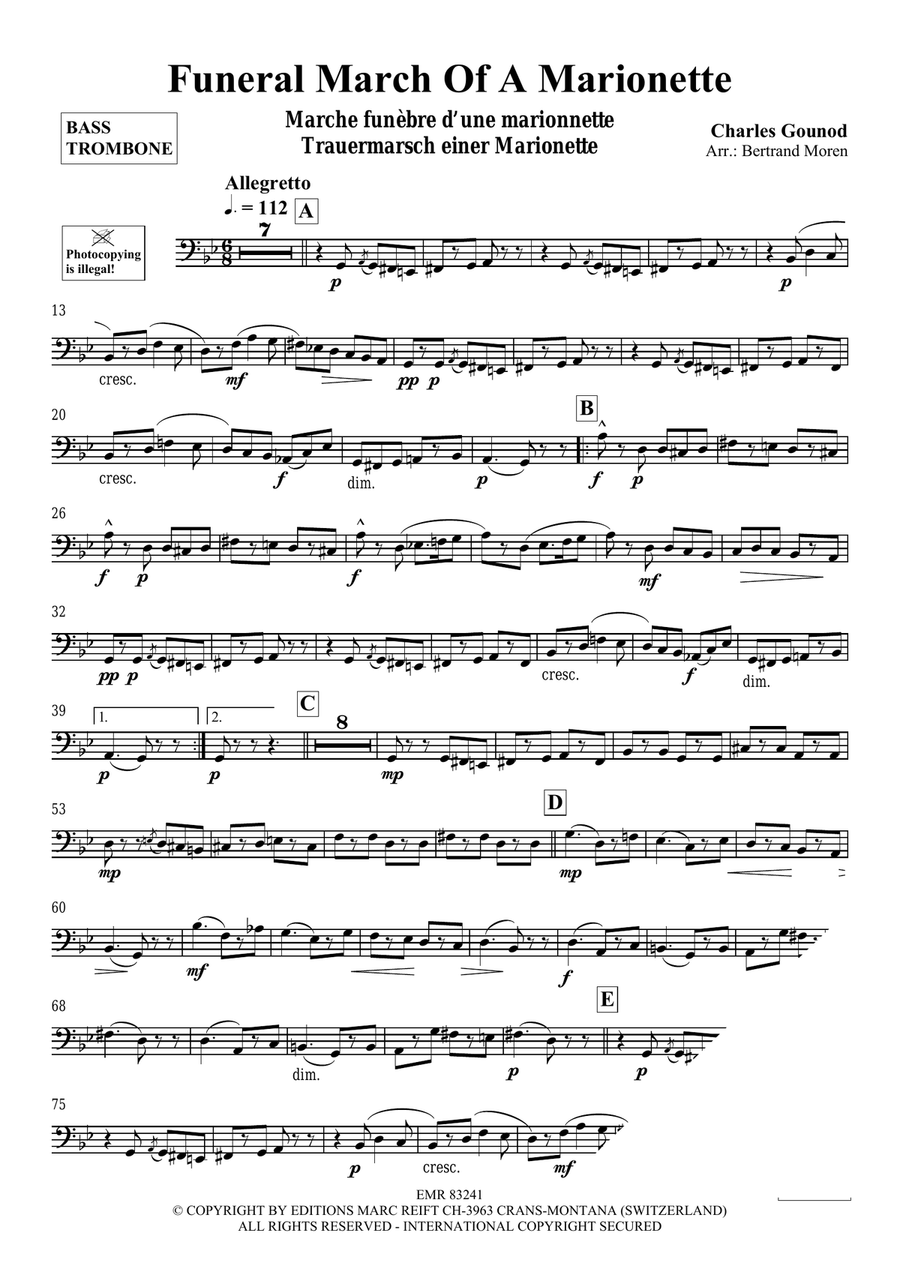 Funeral March Of A Marionette Bass Trombone scores gallery preview page 3