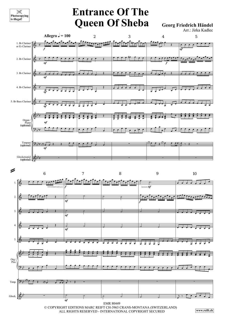 Entrance Of The Queen Of Sheba Clarinet Quintet scores gallery preview page 3