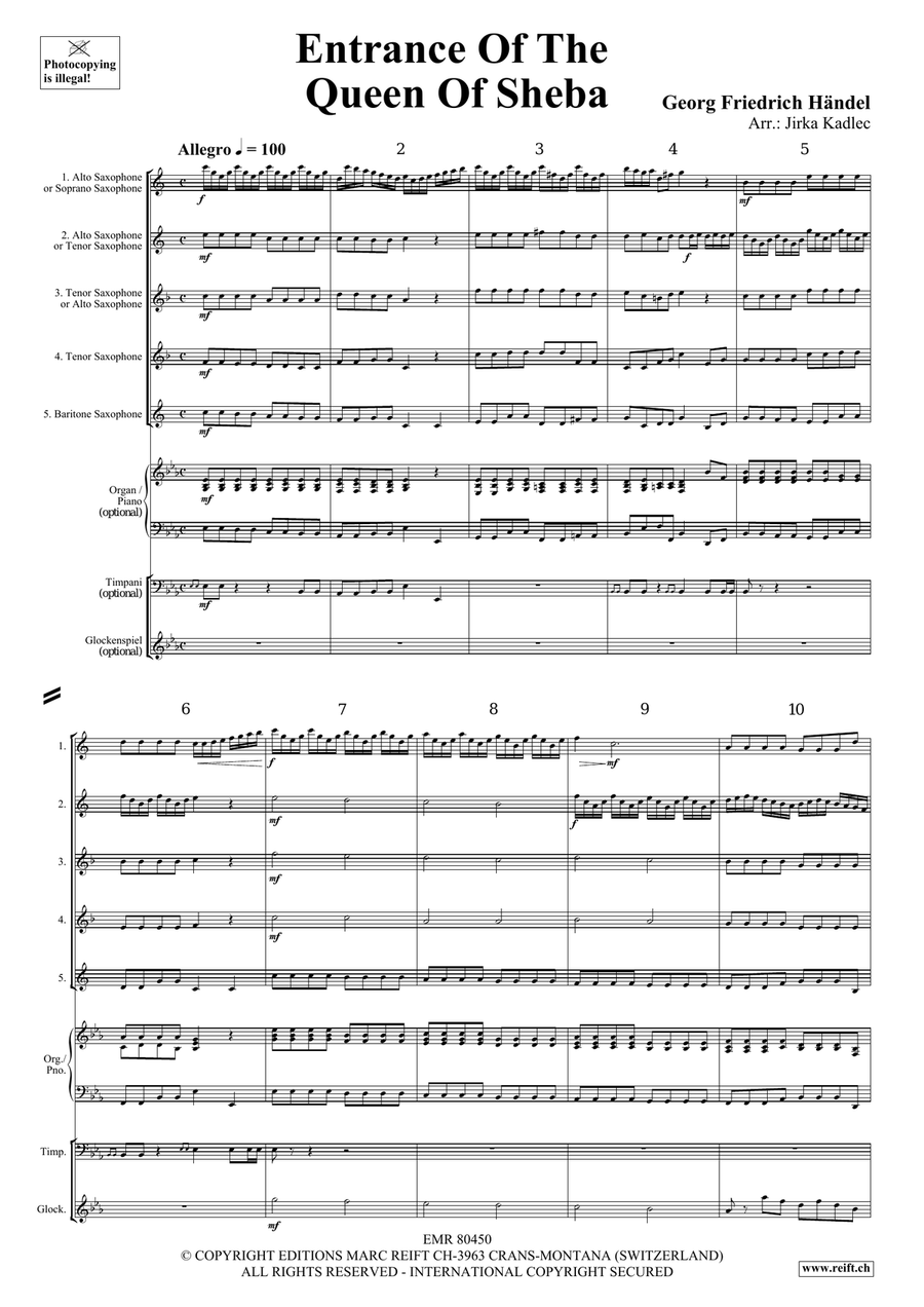 Entrance Of The Queen Of Sheba Saxophone Quintet scores gallery preview page 3