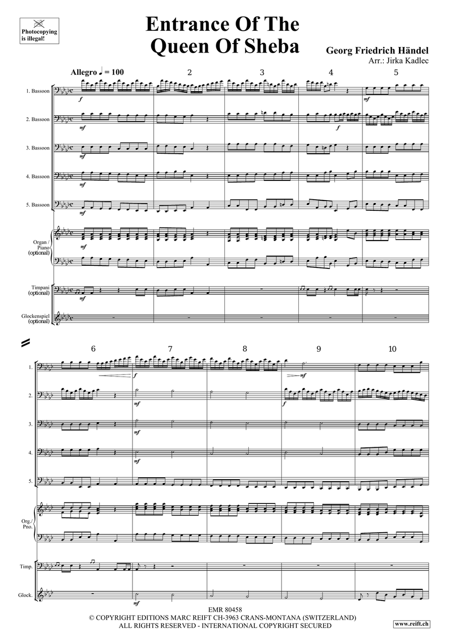 Entrance Of The Queen Of Sheba Bassoon scores gallery preview page 3