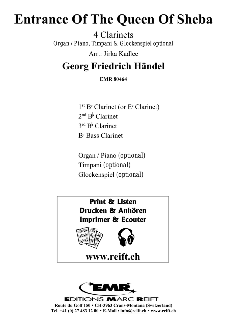 Entrance Of The Queen Of Sheba Clarinet Quartet scores gallery preview page 2