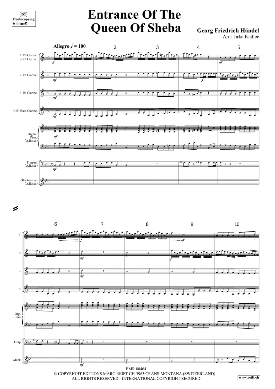 Entrance Of The Queen Of Sheba Clarinet Quartet scores gallery preview page 3