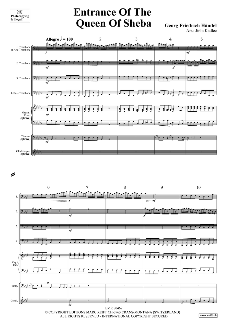 Entrance Of The Queen Of Sheba Trombone Quartet scores gallery preview page 3