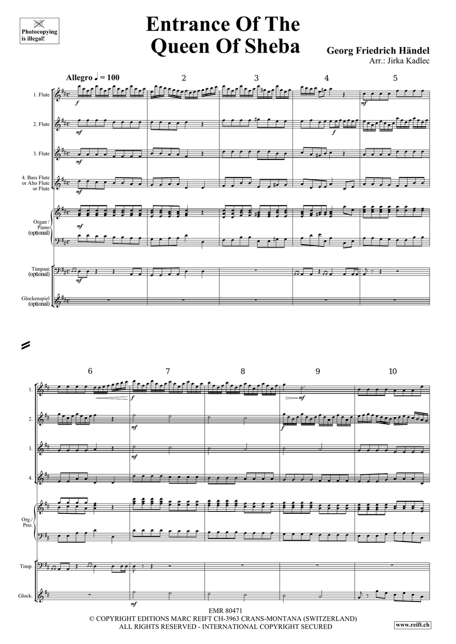 Entrance Of The Queen Of Sheba Flute Quartet scores gallery preview page 3