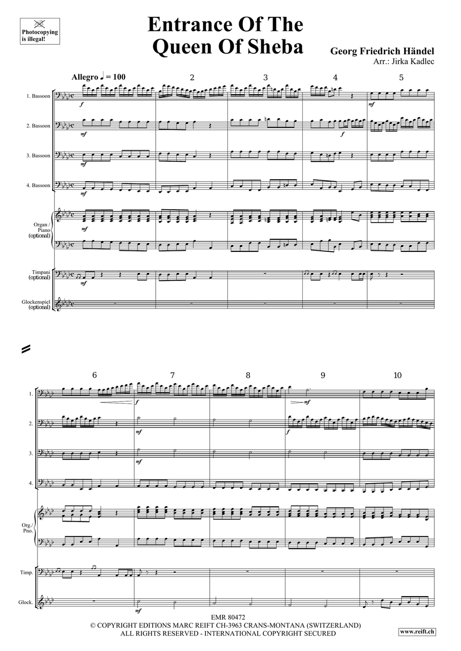 Entrance Of The Queen Of Sheba Bassoon Quartet scores gallery preview page 3