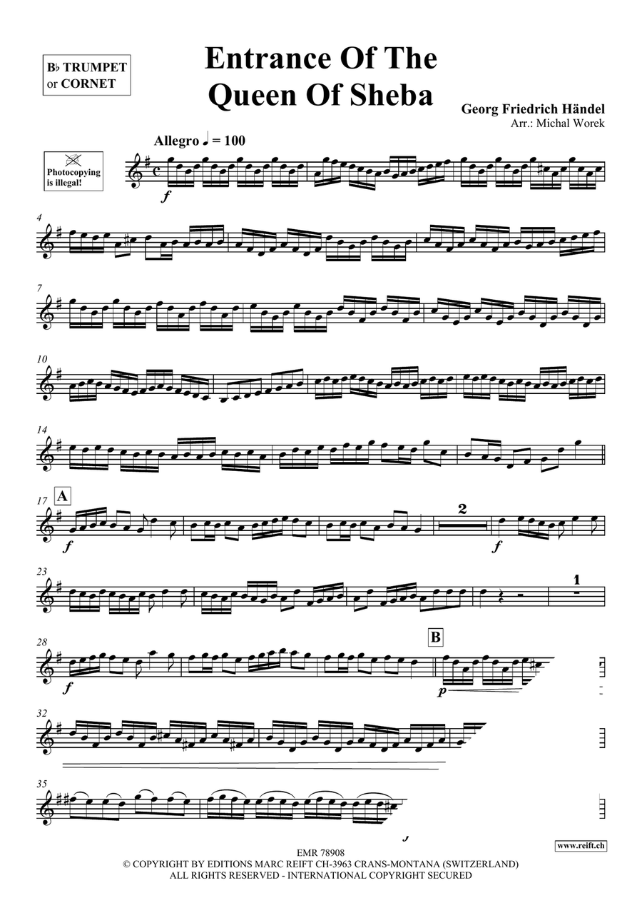 Entrance Of The Queen Of Sheba Cornet scores gallery preview page 3