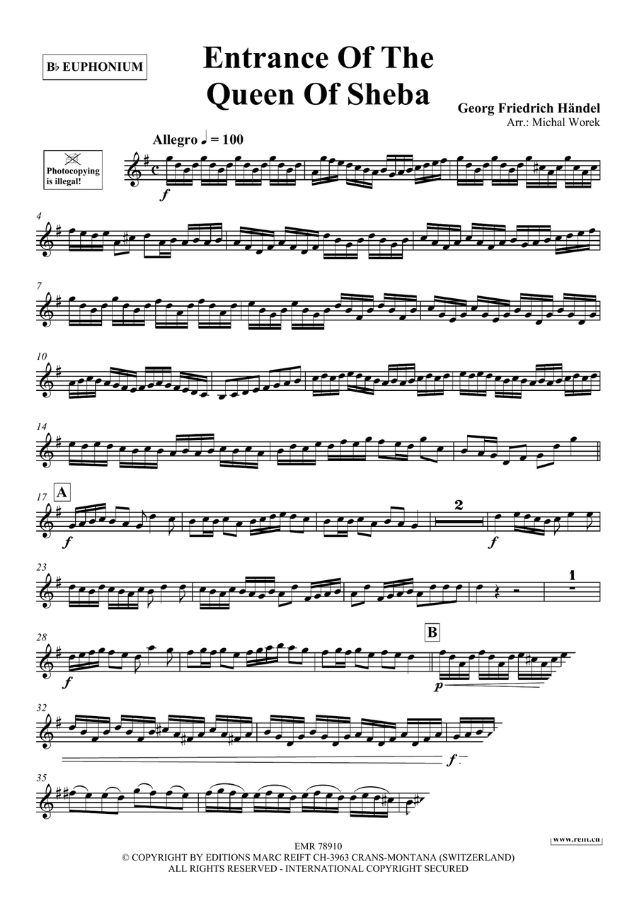Entrance Of The Queen Of Sheba Euphonium scores gallery preview page 3