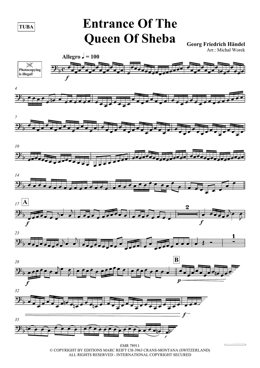 Entrance Of The Queen Of Sheba Tuba scores gallery preview page 3