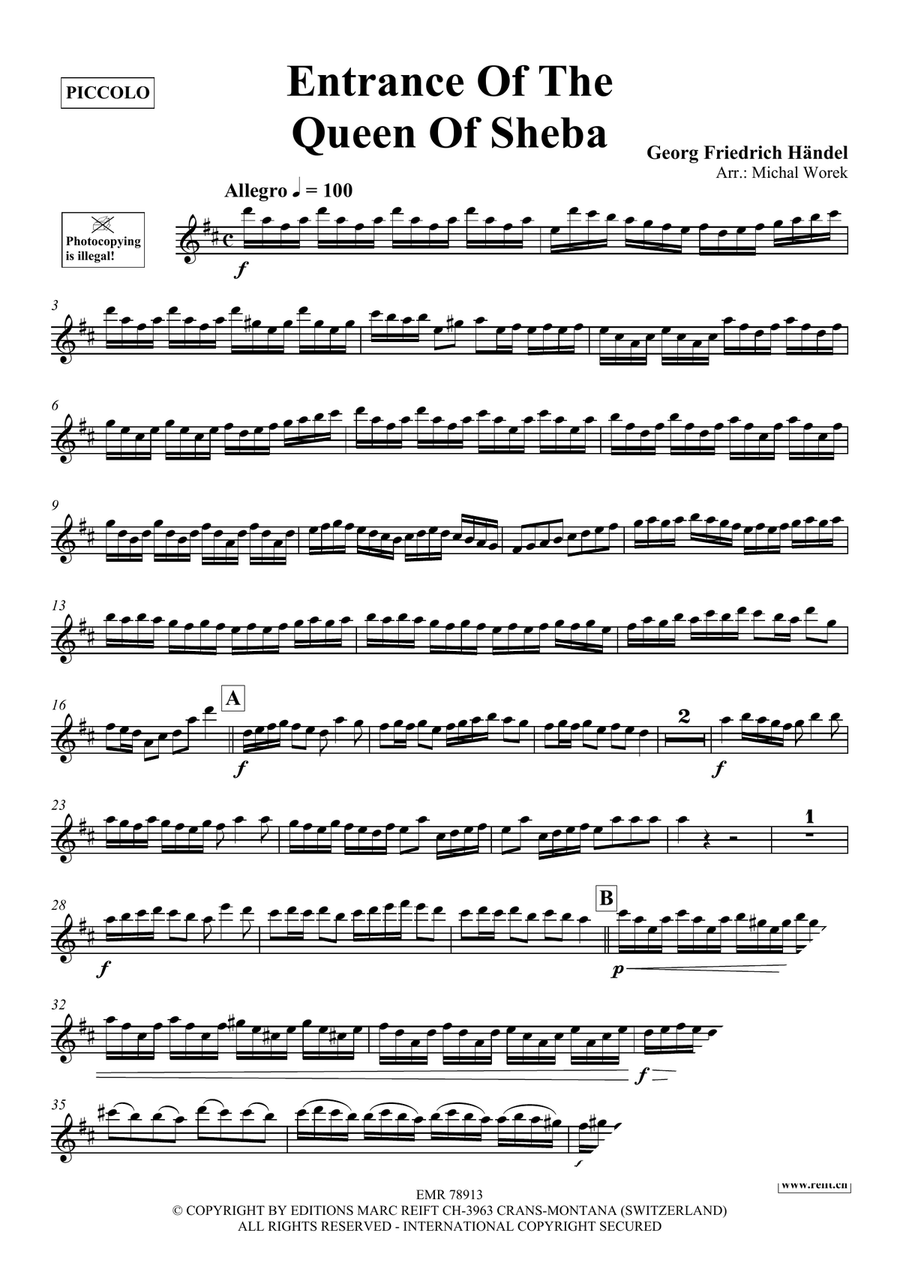 Entrance Of The Queen Of Sheba Piccolo scores gallery preview page 3