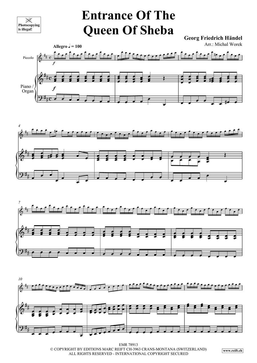 Entrance Of The Queen Of Sheba Piccolo scores gallery preview page 4