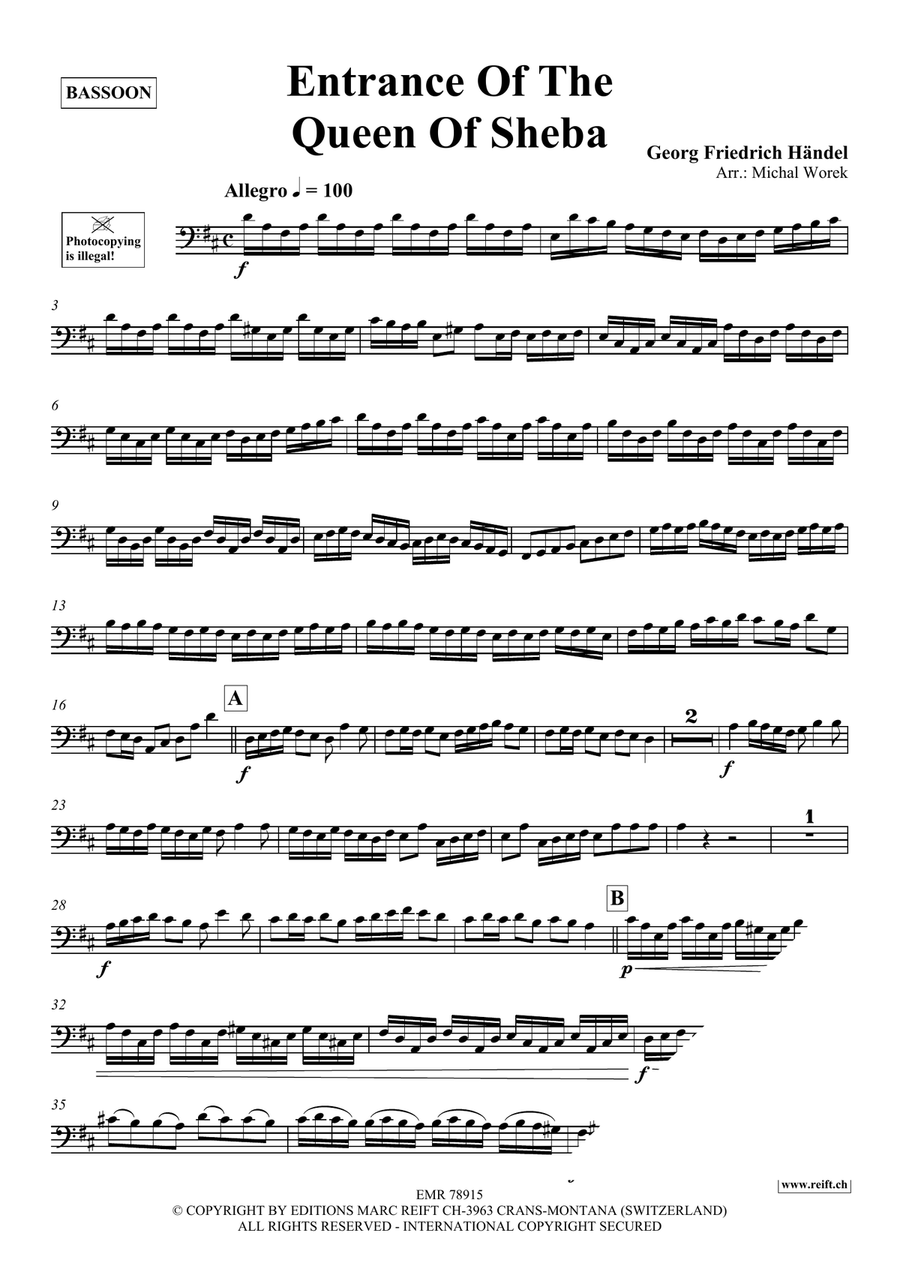 Entrance Of The Queen Of Sheba Bassoon Solo scores gallery preview page 3