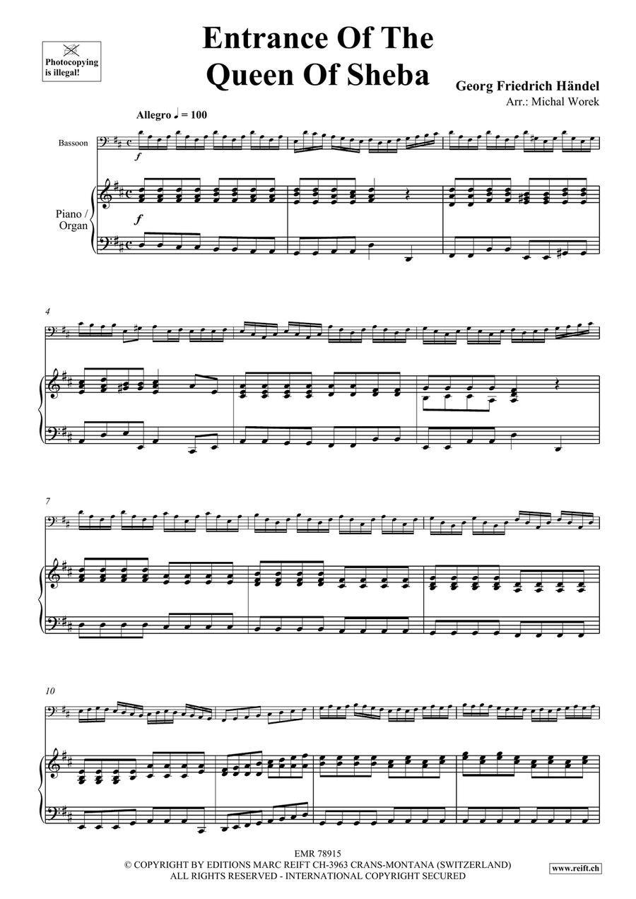 Entrance Of The Queen Of Sheba Bassoon Solo scores gallery preview page 4