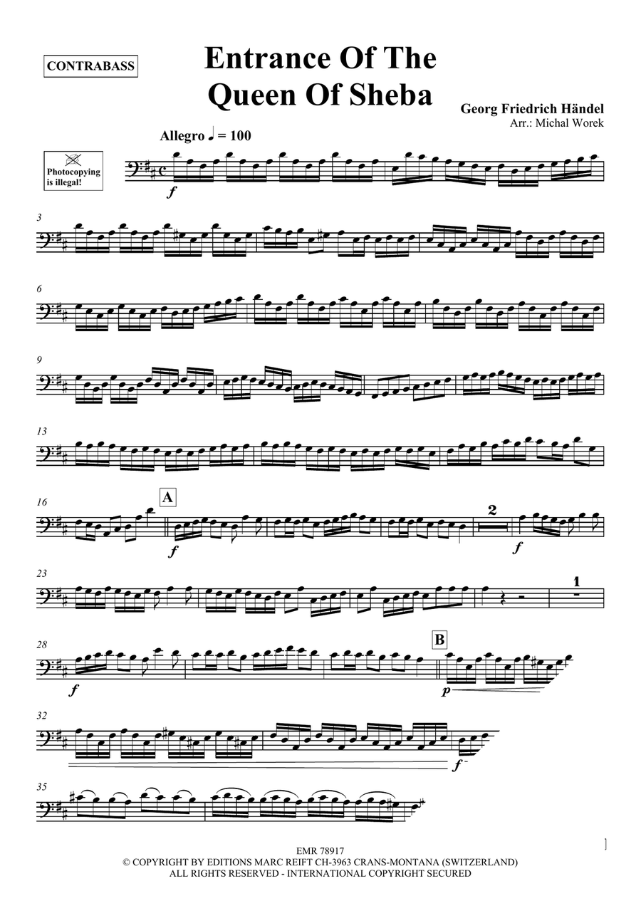 Entrance Of The Queen Of Sheba Double Bass scores gallery preview page 3
