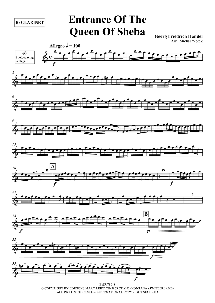 Entrance Of The Queen Of Sheba Clarinet Solo scores gallery preview page 3