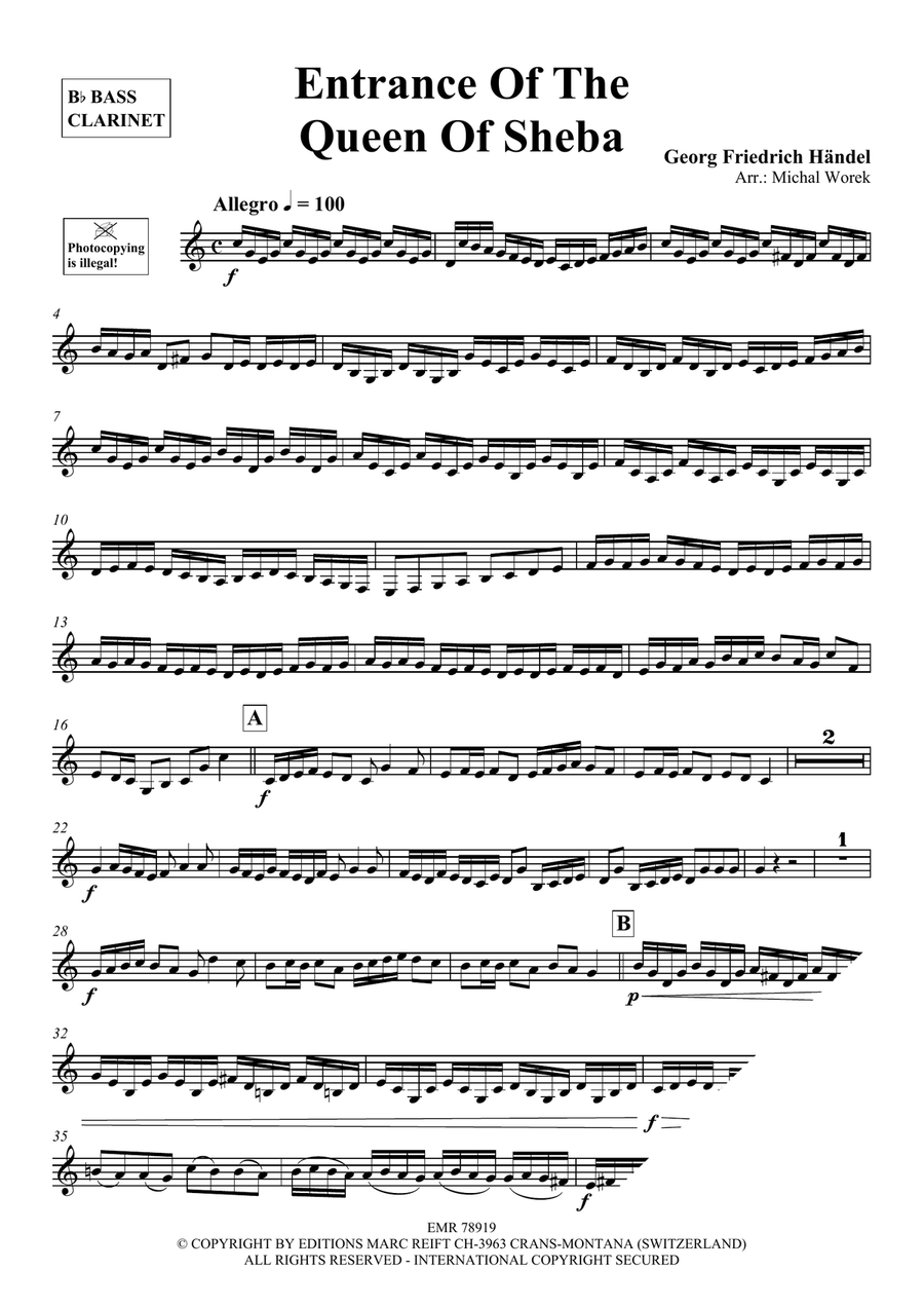 Entrance Of The Queen Of Sheba Bass Clarinet scores gallery preview page 3