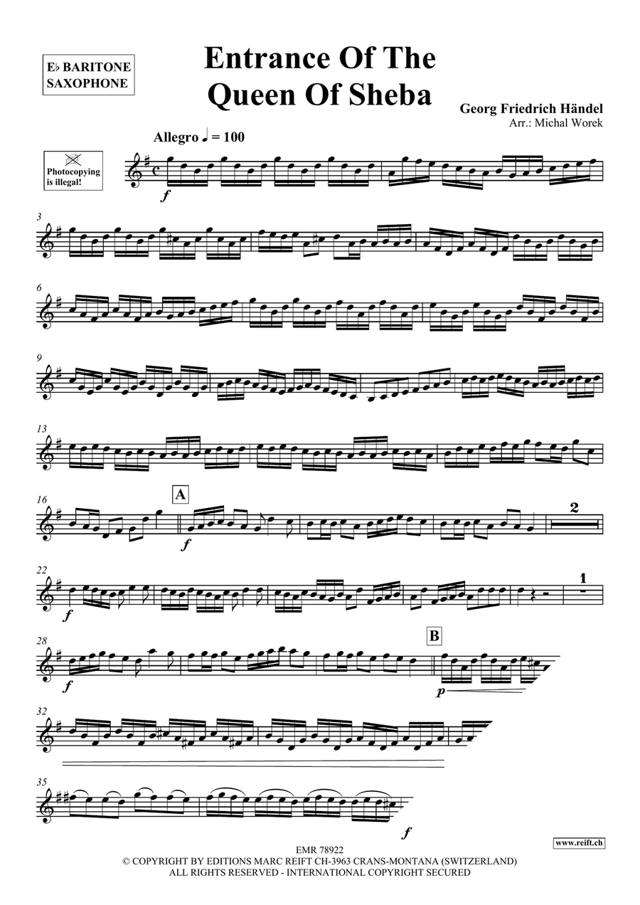 Entrance Of The Queen Of Sheba Baritone Saxophone scores gallery preview page 3