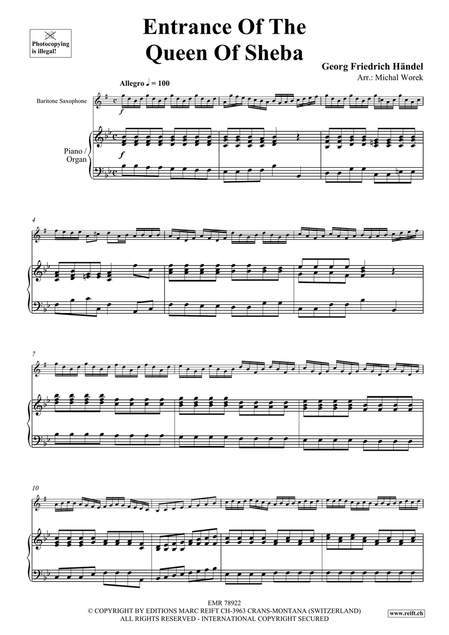 Entrance Of The Queen Of Sheba Baritone Saxophone scores gallery preview page 4