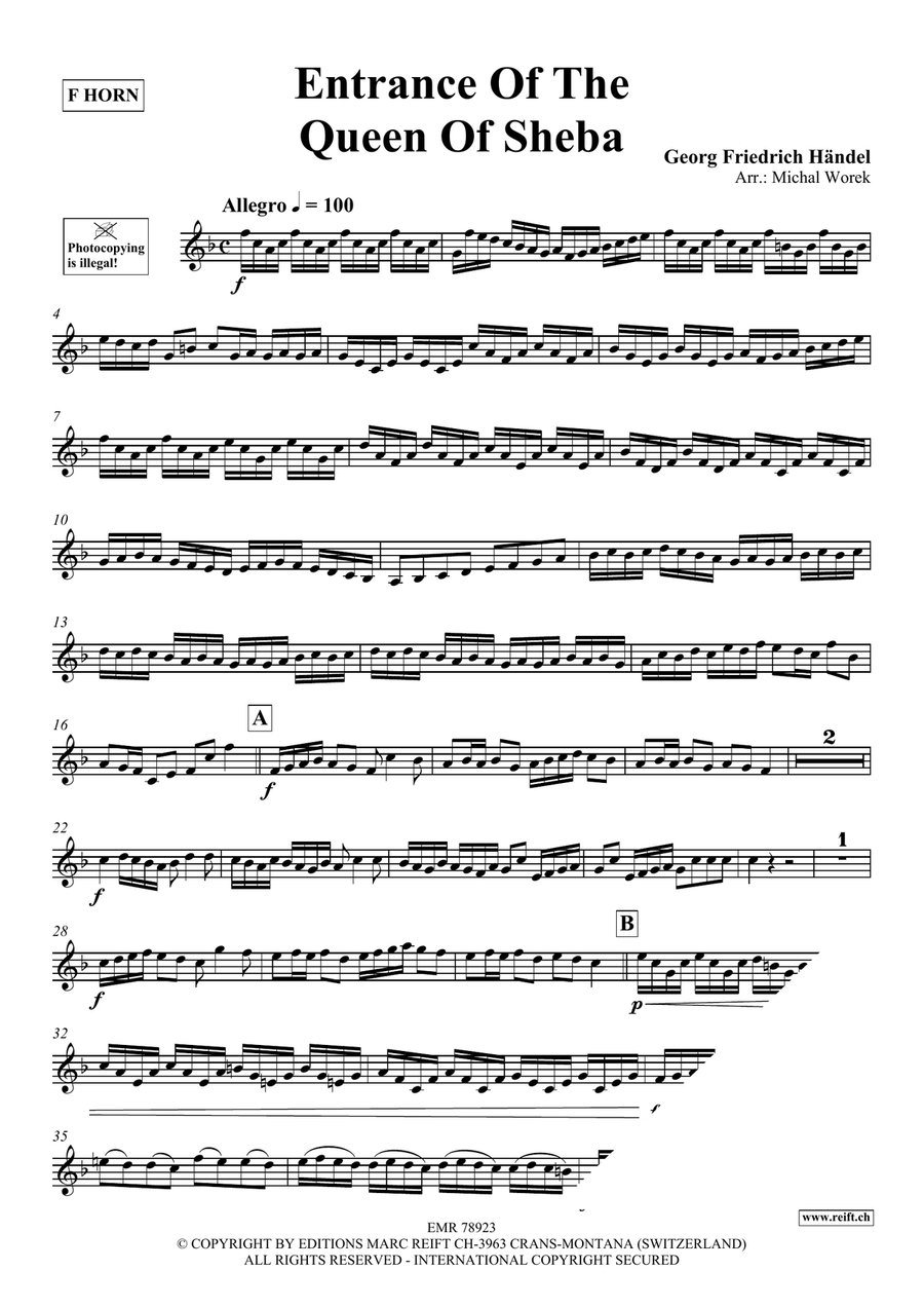 Entrance Of The Queen Of Sheba Horn scores gallery preview page 3