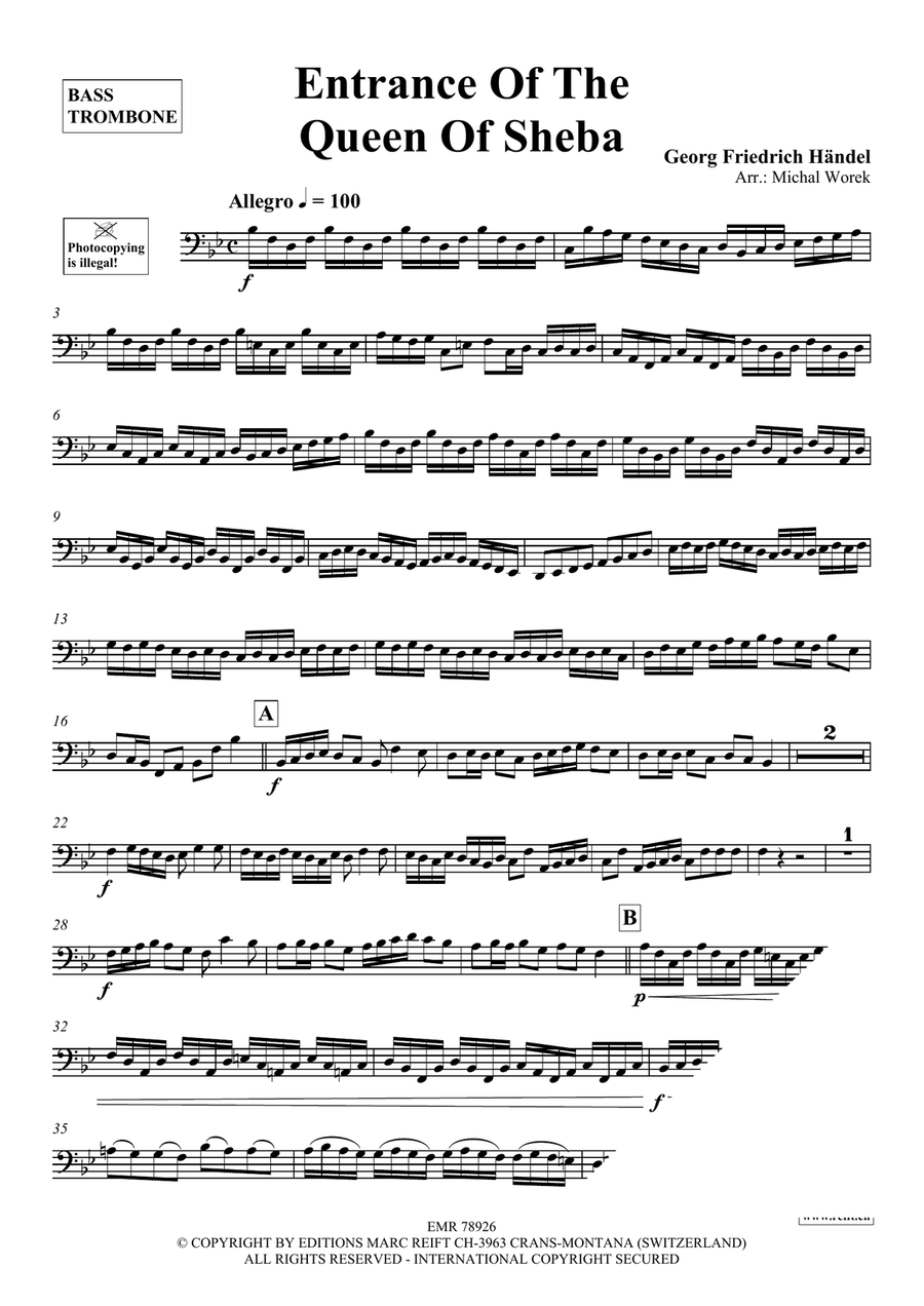 Entrance Of The Queen Of Sheba Trombone scores gallery preview page 3