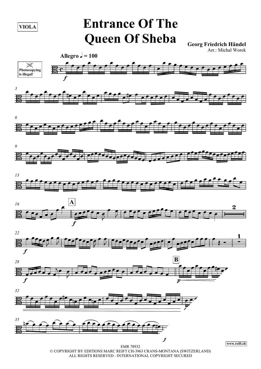 Entrance Of The Queen Of Sheba Viola scores gallery preview page 3