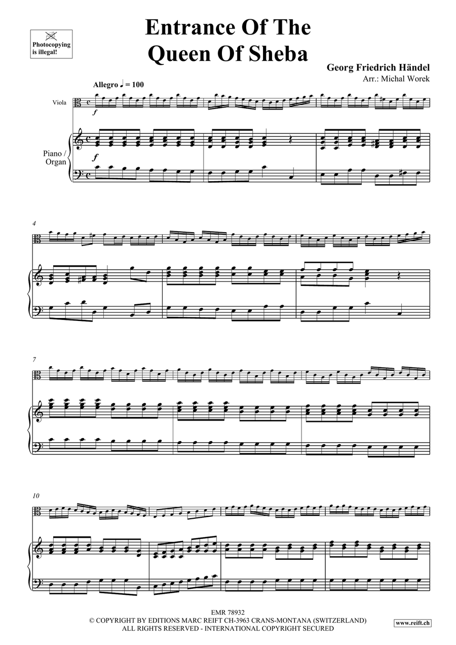 Entrance Of The Queen Of Sheba Viola scores gallery preview page 4