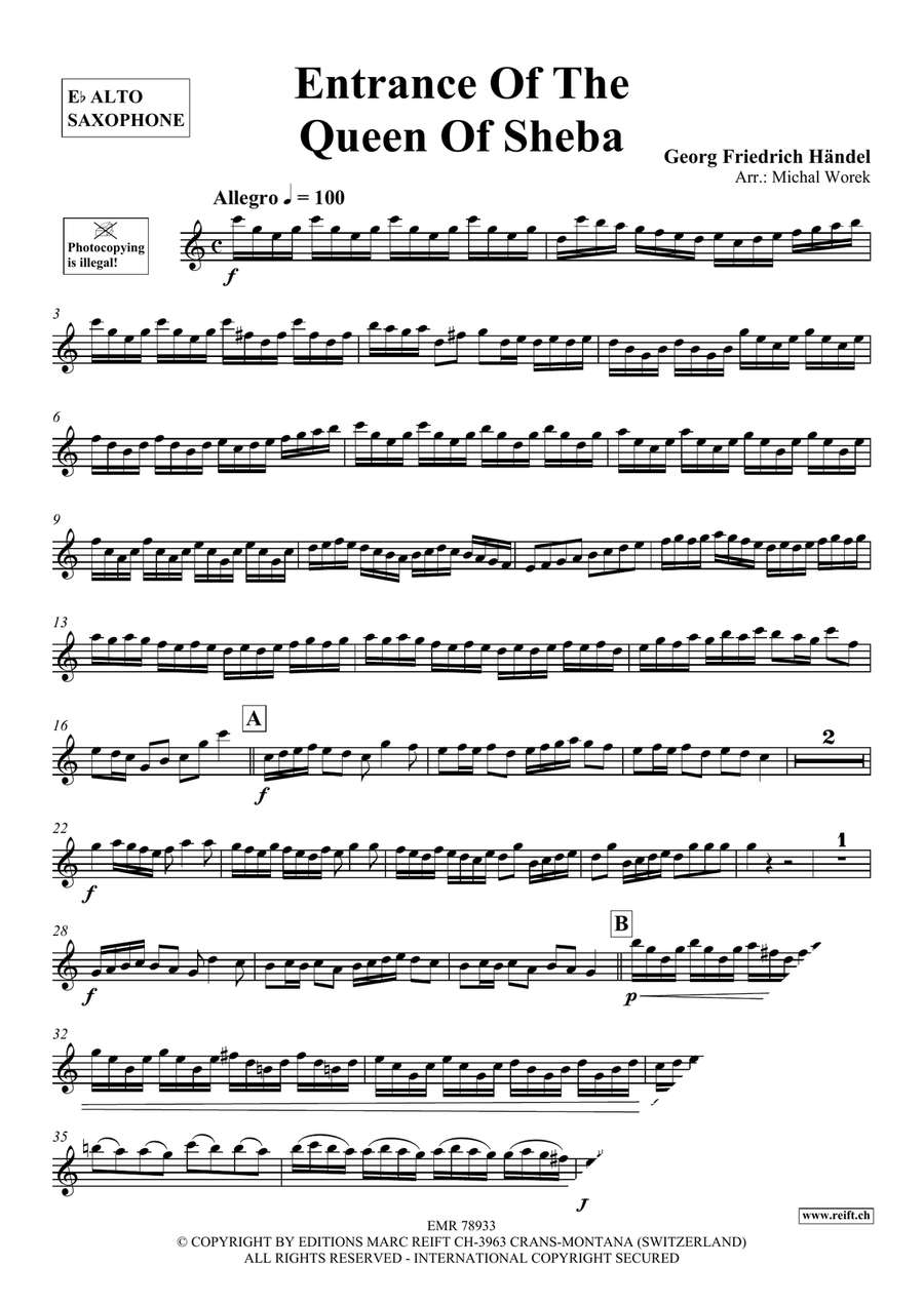 Entrance Of The Queen Of Sheba Alto Saxophone scores gallery preview page 3