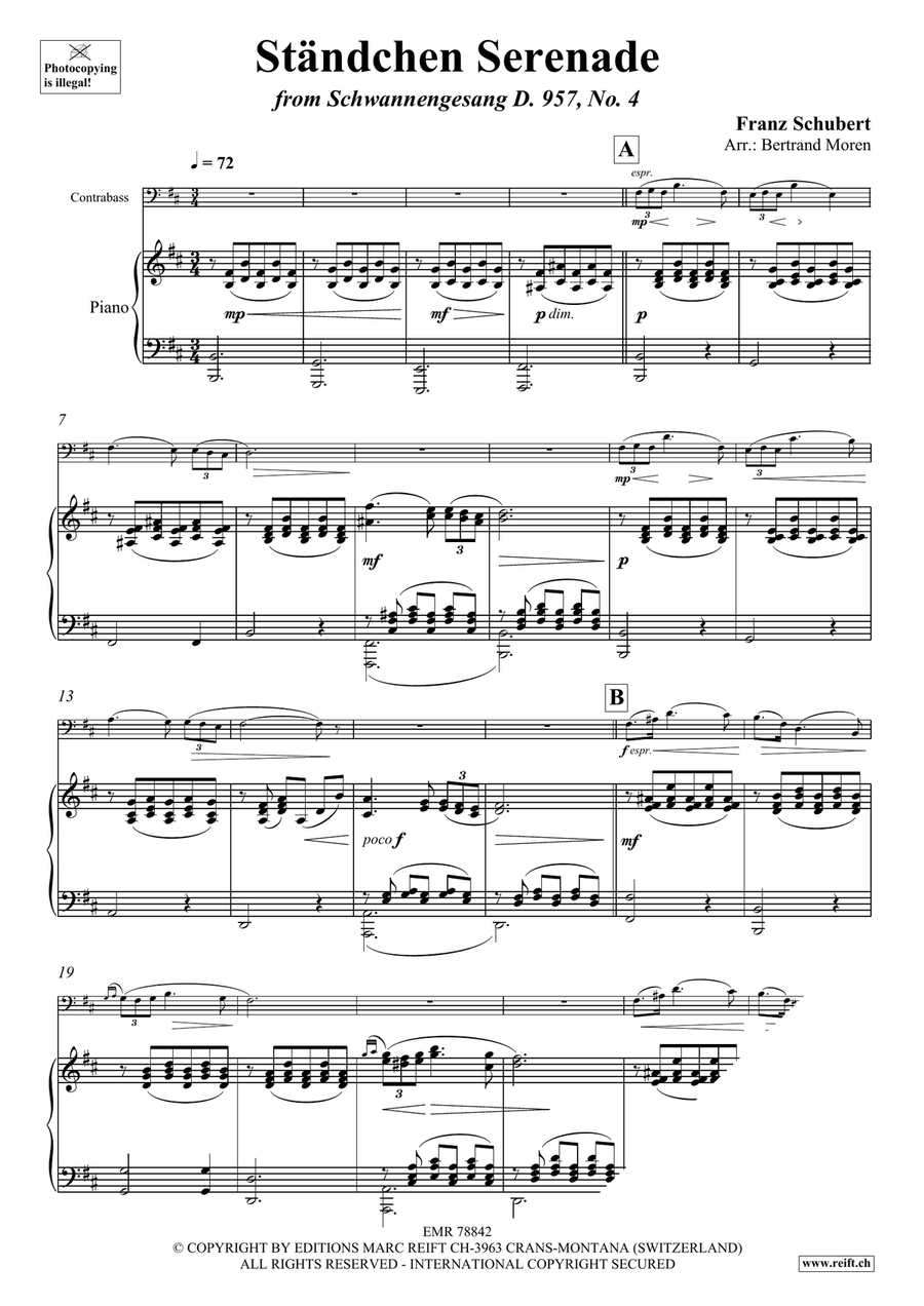 Ständchen Serenade Ständchen Serenade Double Bass scores gallery preview page 3