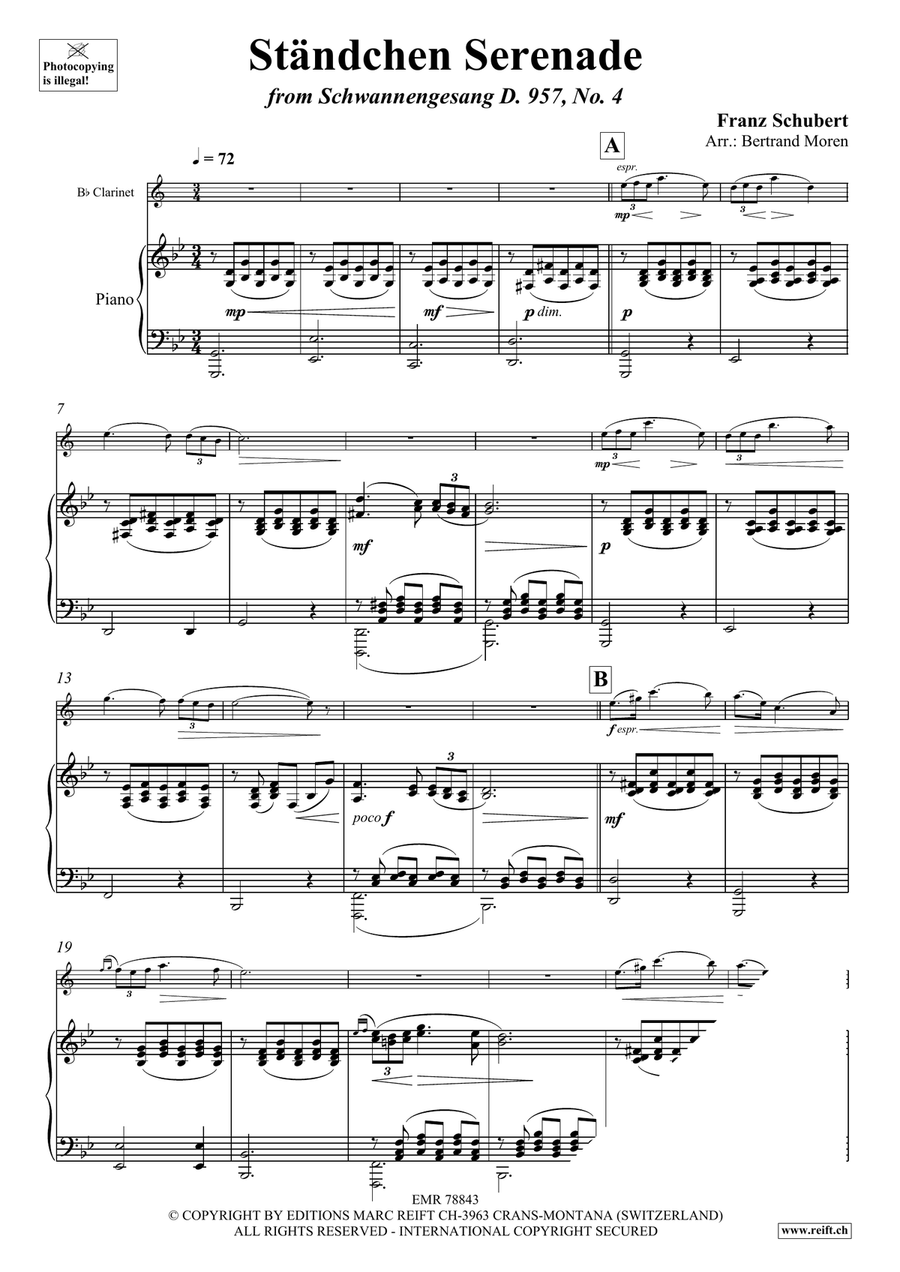 Ständchen Serenade Ständchen Serenade Clarinet Solo scores gallery preview page 3