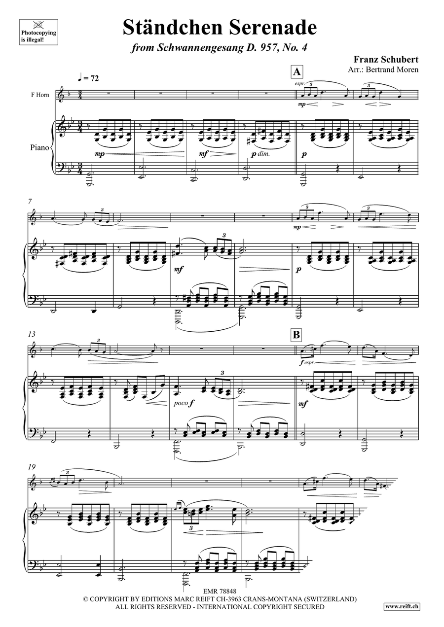 Ständchen Serenade Ständchen Serenade Horn scores gallery preview page 3