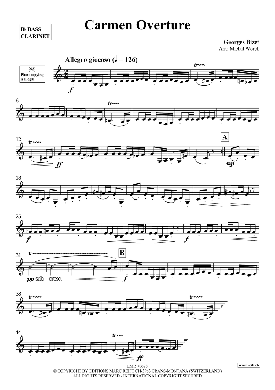 Carmen Overture Carmen Overture Bass Clarinet scores gallery preview page 3