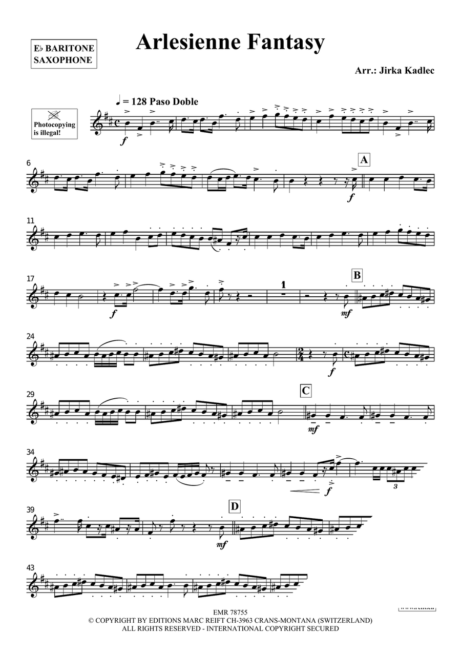 Arlesienne Fantasy Arlesienne Fantasy Baritone Saxophone scores gallery preview page 3