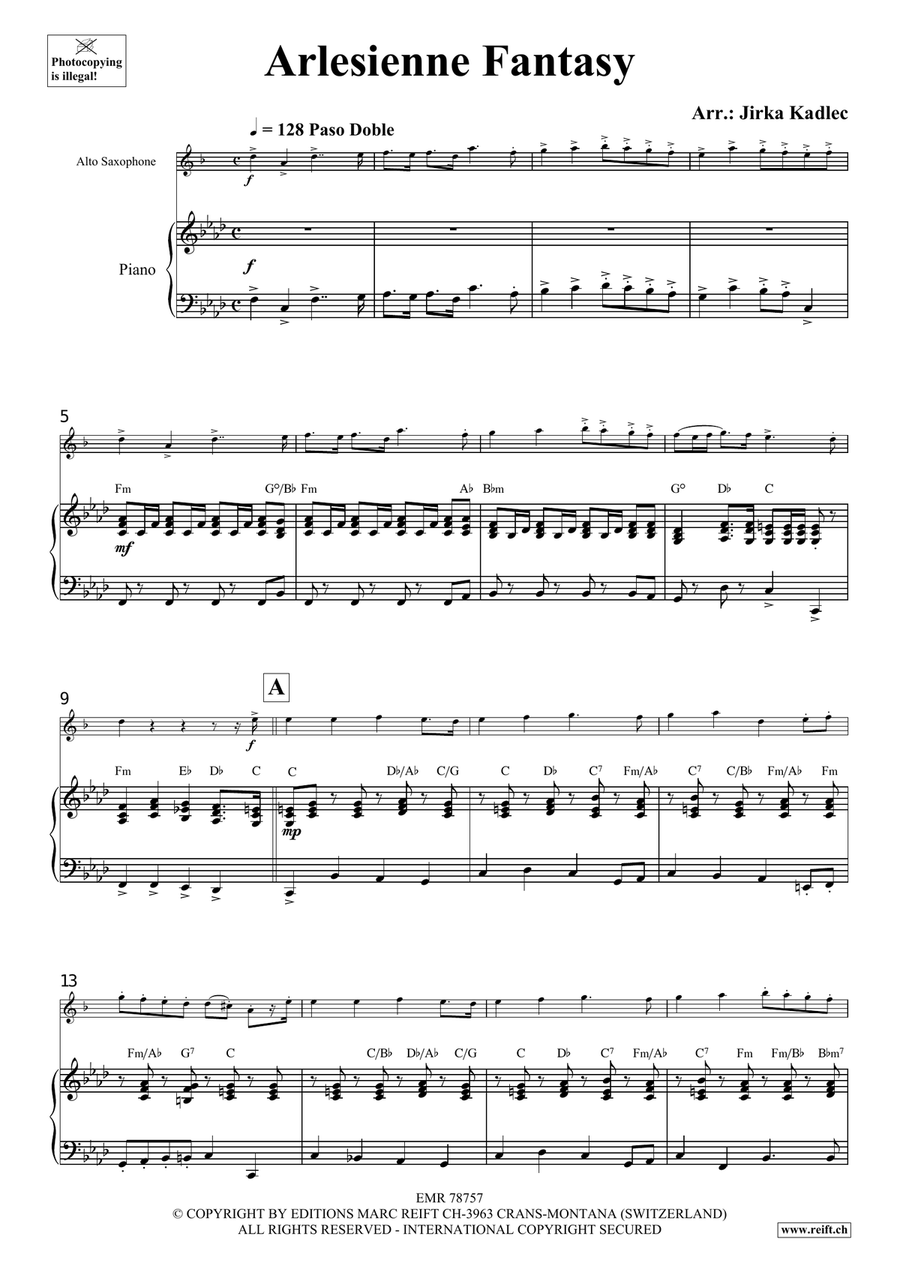 Arlesienne Fantasy Alto Saxophone scores gallery preview page 4