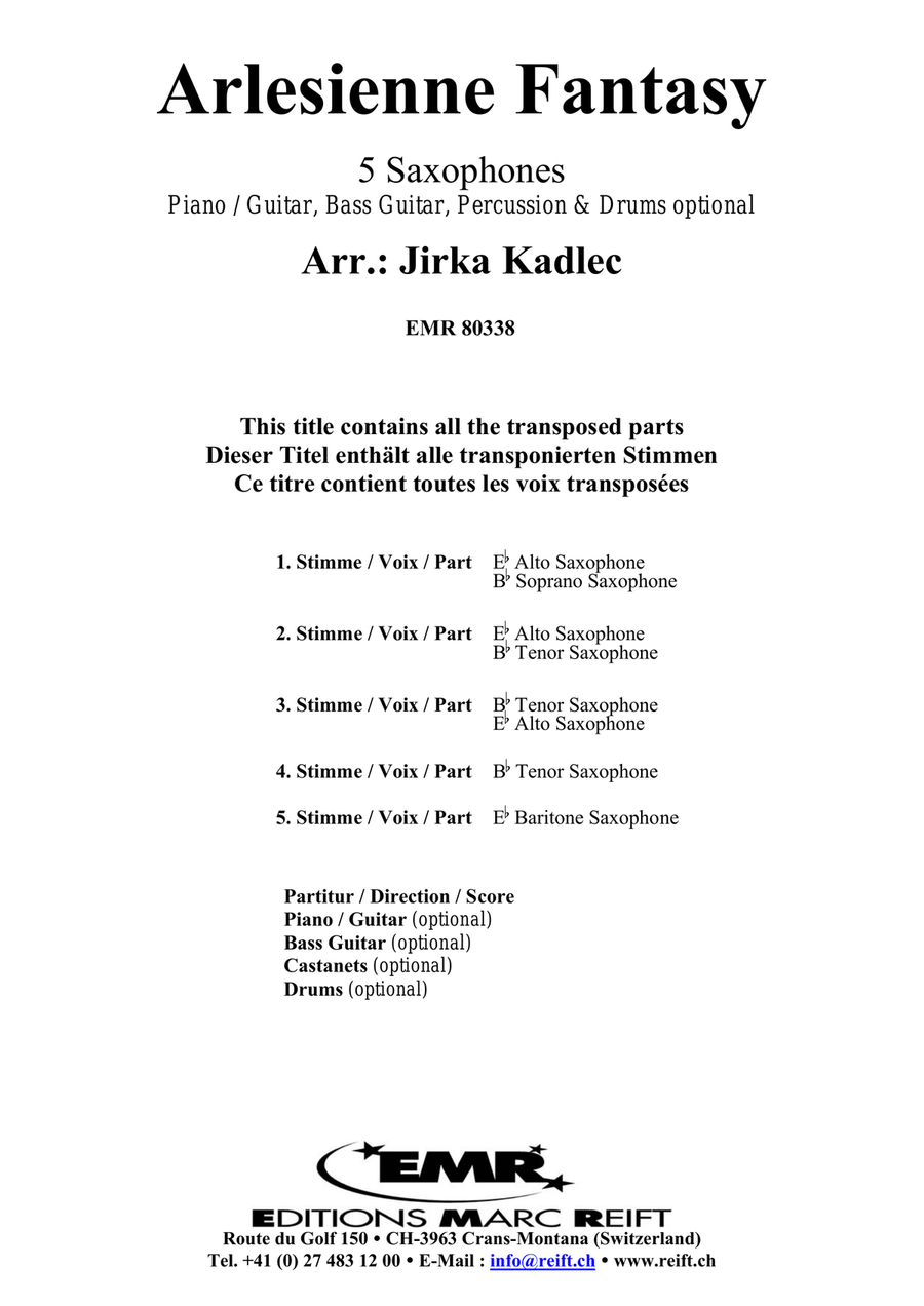 Arlesienne Fantasy Arlesienne Fantasy Saxophone Quintet scores gallery preview page 2