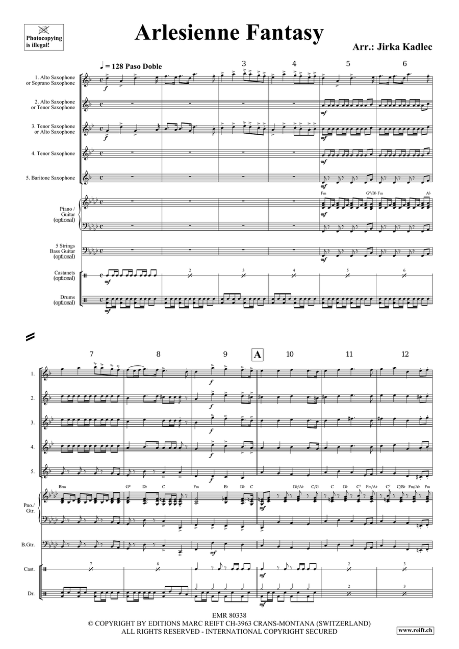 Arlesienne Fantasy Arlesienne Fantasy Saxophone Quintet scores gallery preview page 3
