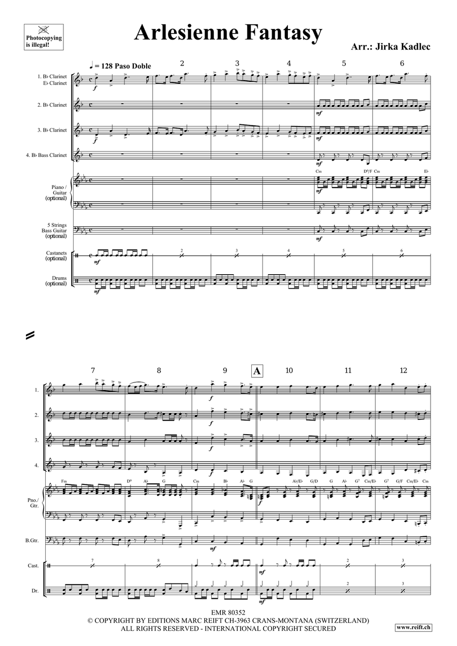 Arlesienne Fantasy Clarinet Quartet scores gallery preview page 3