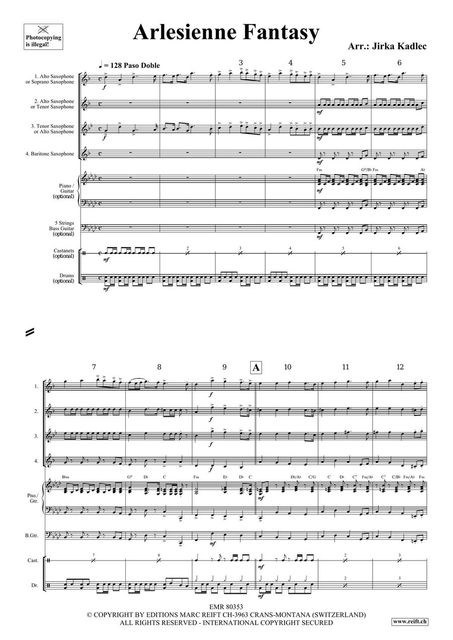 Arlesienne Fantasy Arlesienne Fantasy Saxophone Quartet scores gallery preview page 3