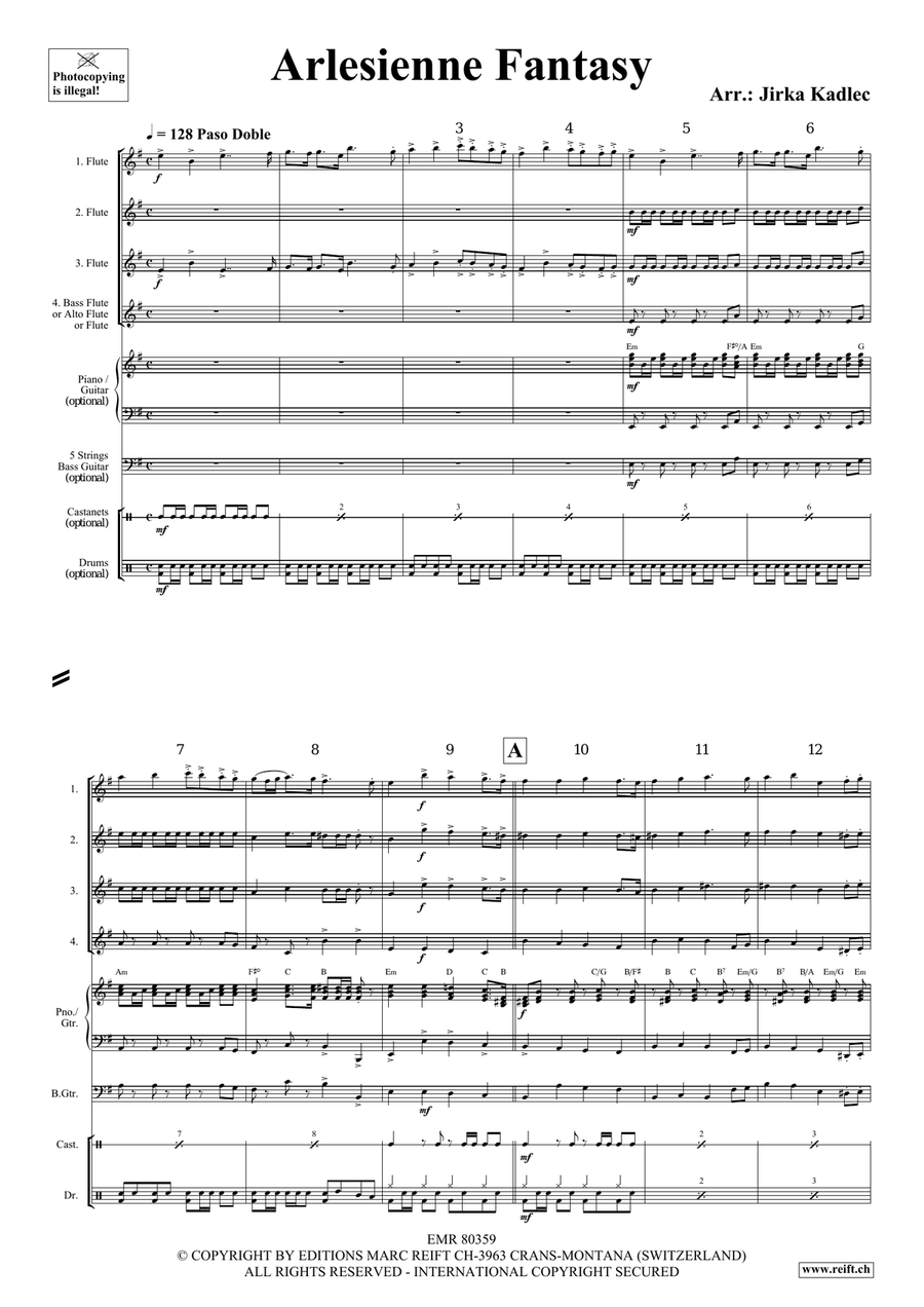 Arlesienne Fantasy Arlesienne Fantasy Flute Quartet scores gallery preview page 3