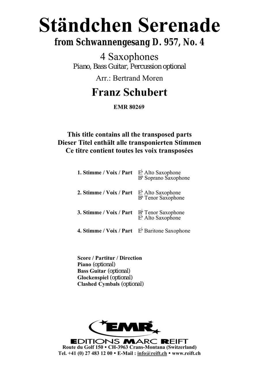 Ständchen Serenade Ständchen Serenade Saxophone Quartet scores gallery preview page 2