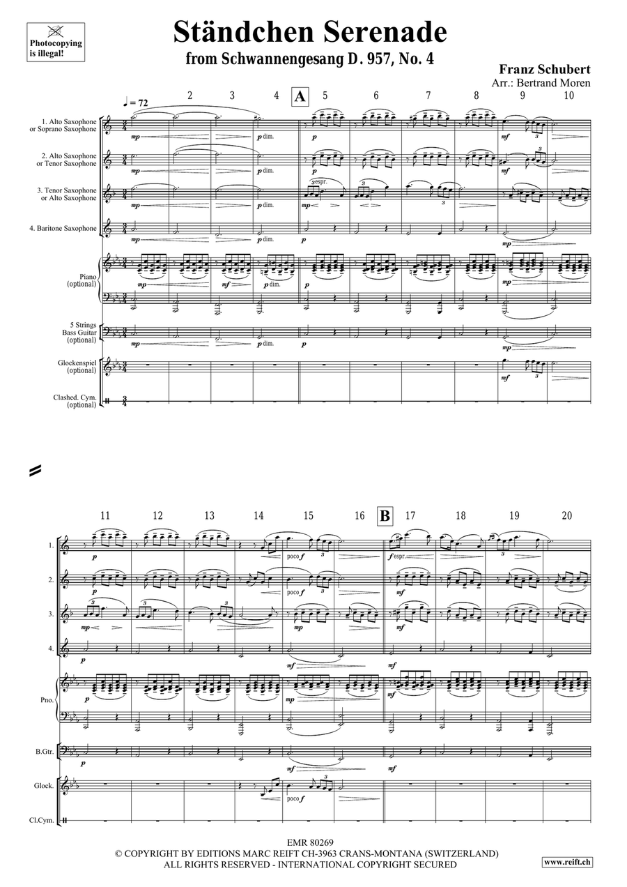 Ständchen Serenade Ständchen Serenade Saxophone Quartet scores gallery preview page 3