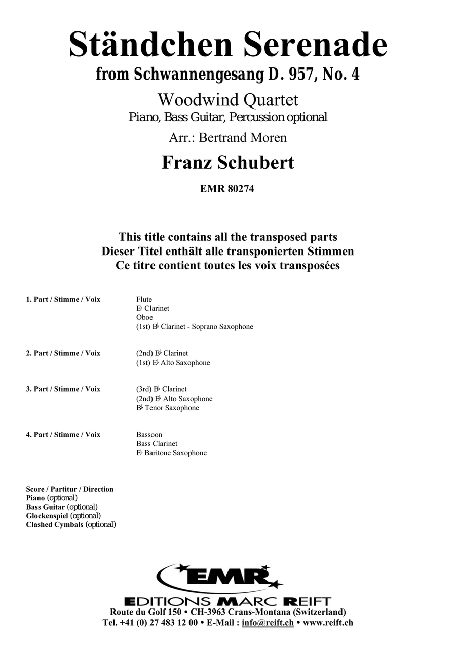 Ständchen Serenade Ständchen Serenade Woodwind Quartet scores gallery preview page 2