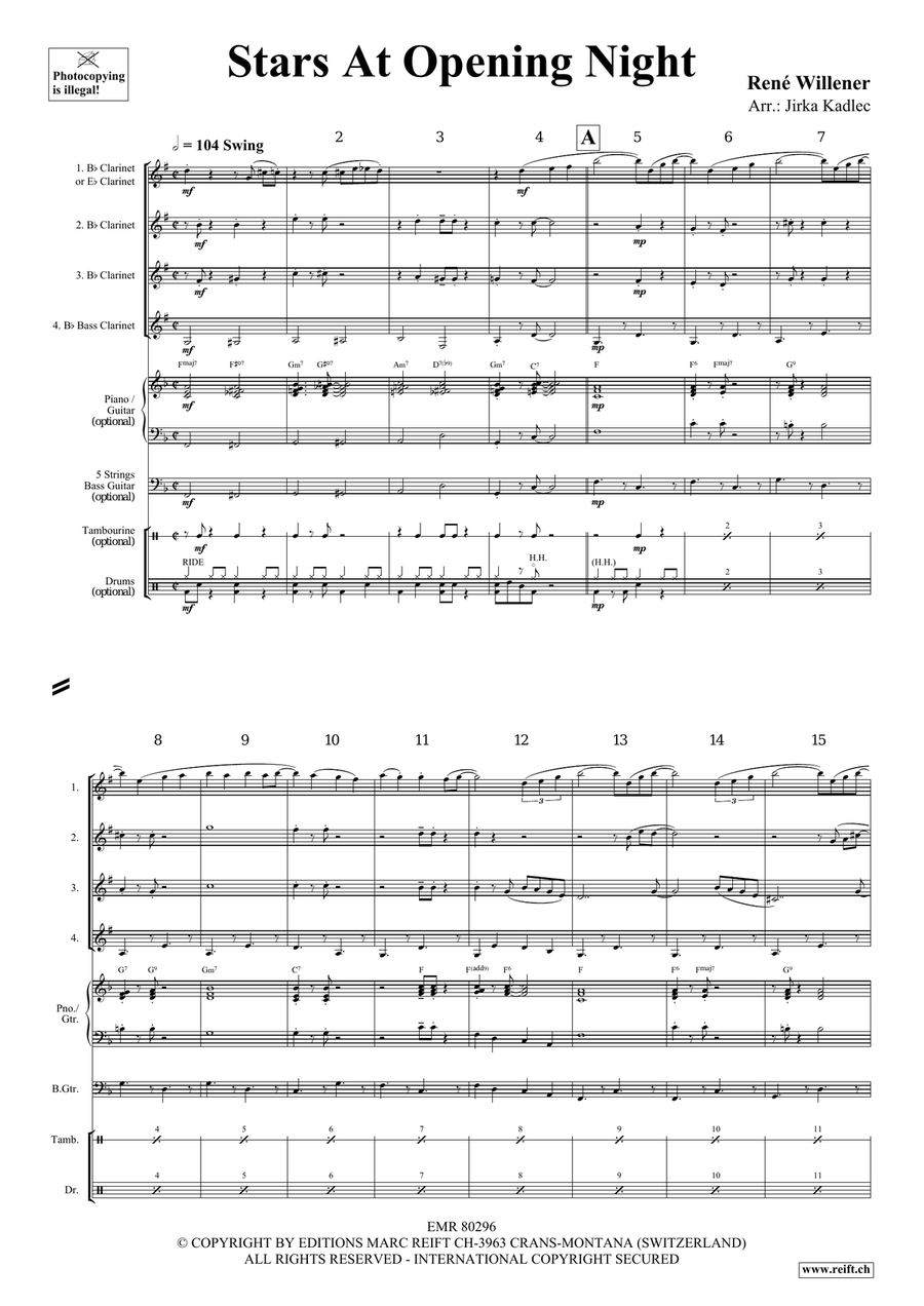 Stars At Opening Night Stars At Opening Night Clarinet Quartet scores gallery preview page 4