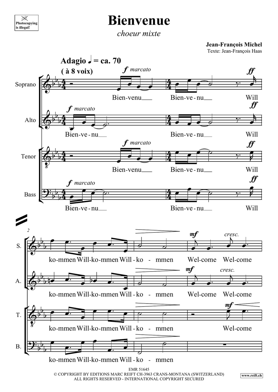 Bienvenue Bienvenue Mixed Choir scores gallery preview page 4