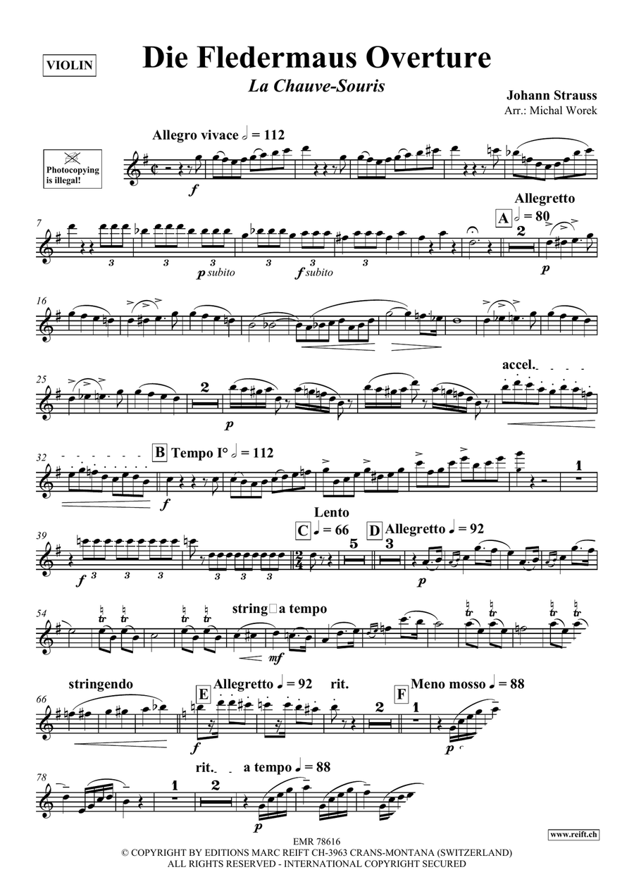Die Fledermaus Overture Die Fledermaus Overture Violin Solo scores gallery preview page 3